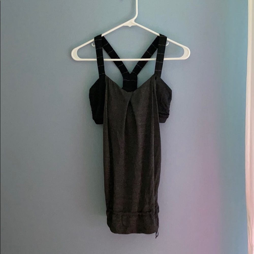 lululemon grey gray tank top built in bra sz.4